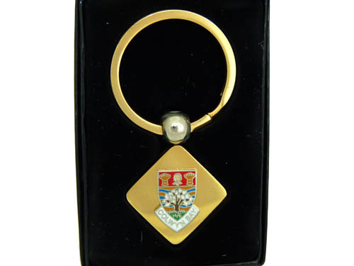 Colwyn Bay Diamond Brass Crested Keyfob