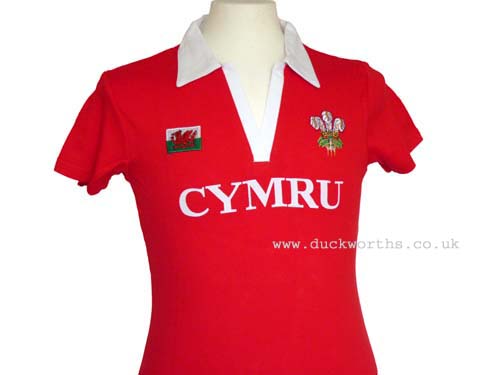 Ladies Red Wales Cymru Rugby Shirt