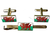 Wales Flag Tie Pin & Cufflinks Set